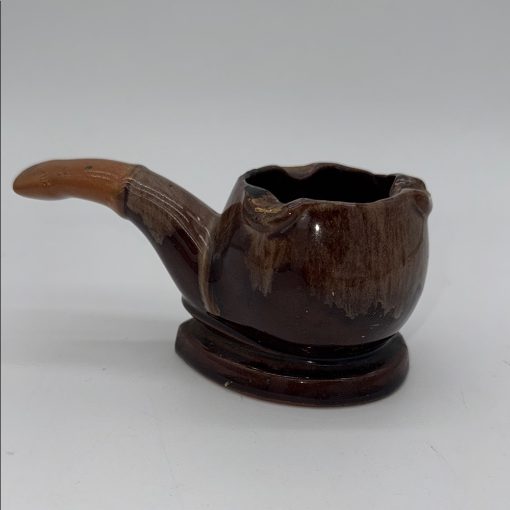 Vintage Tobacco Pipe Shaped Ceramic Pottery Ashtray
